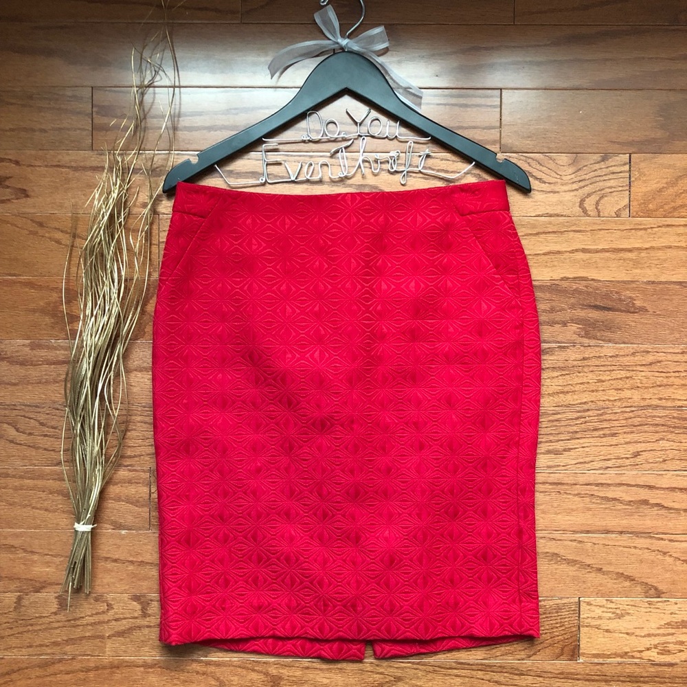 The Limited Size 6 Red Quilt Pencil Skirt